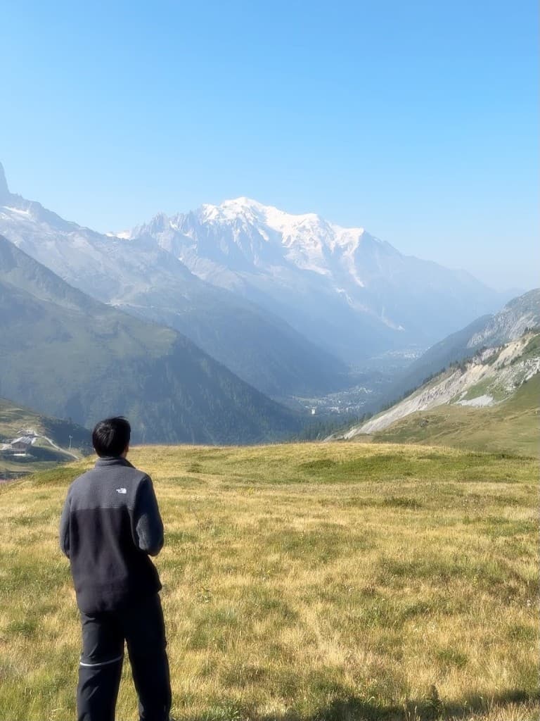 Looking out over a mountain valley while hiking