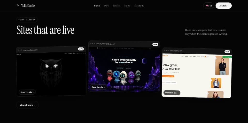Yulin Studios selected live client sites